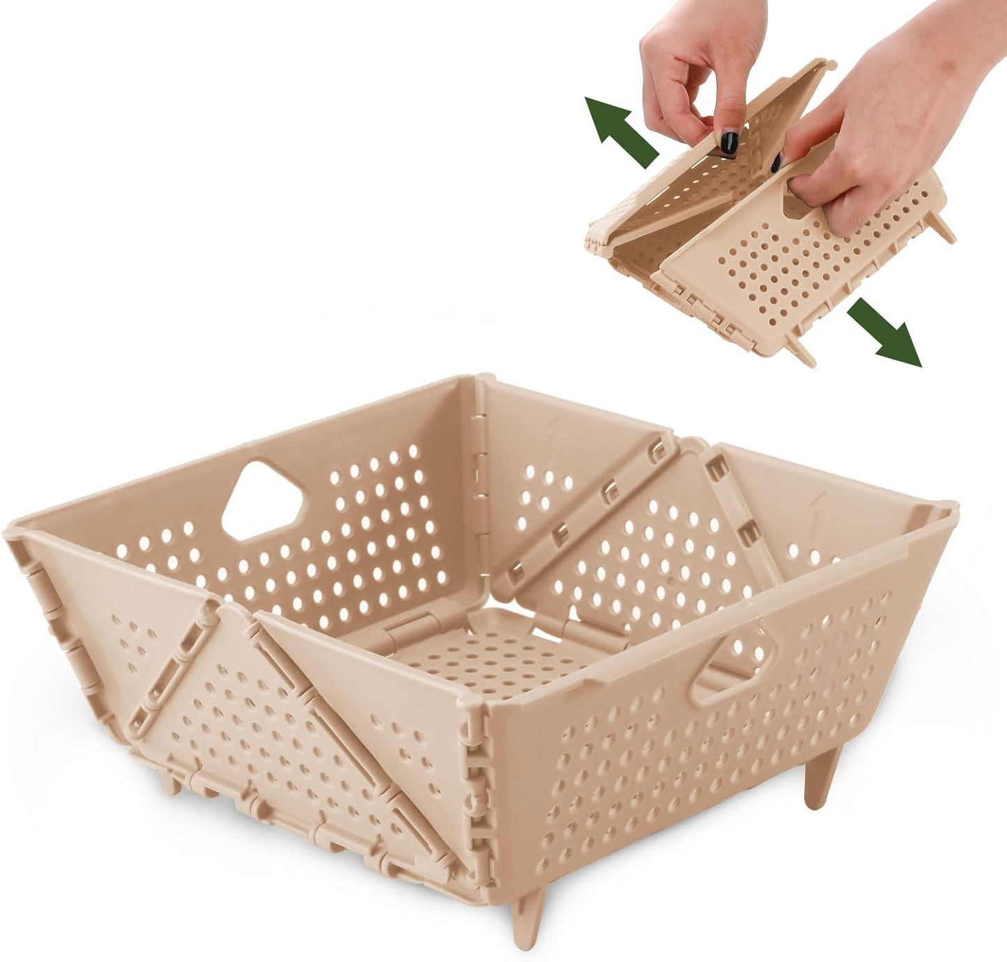 Collapsible Square Colander Basket – 8.8 Inch Foldable Kitchen Strainer for Fruits, Vegetables, Pasta & Storage