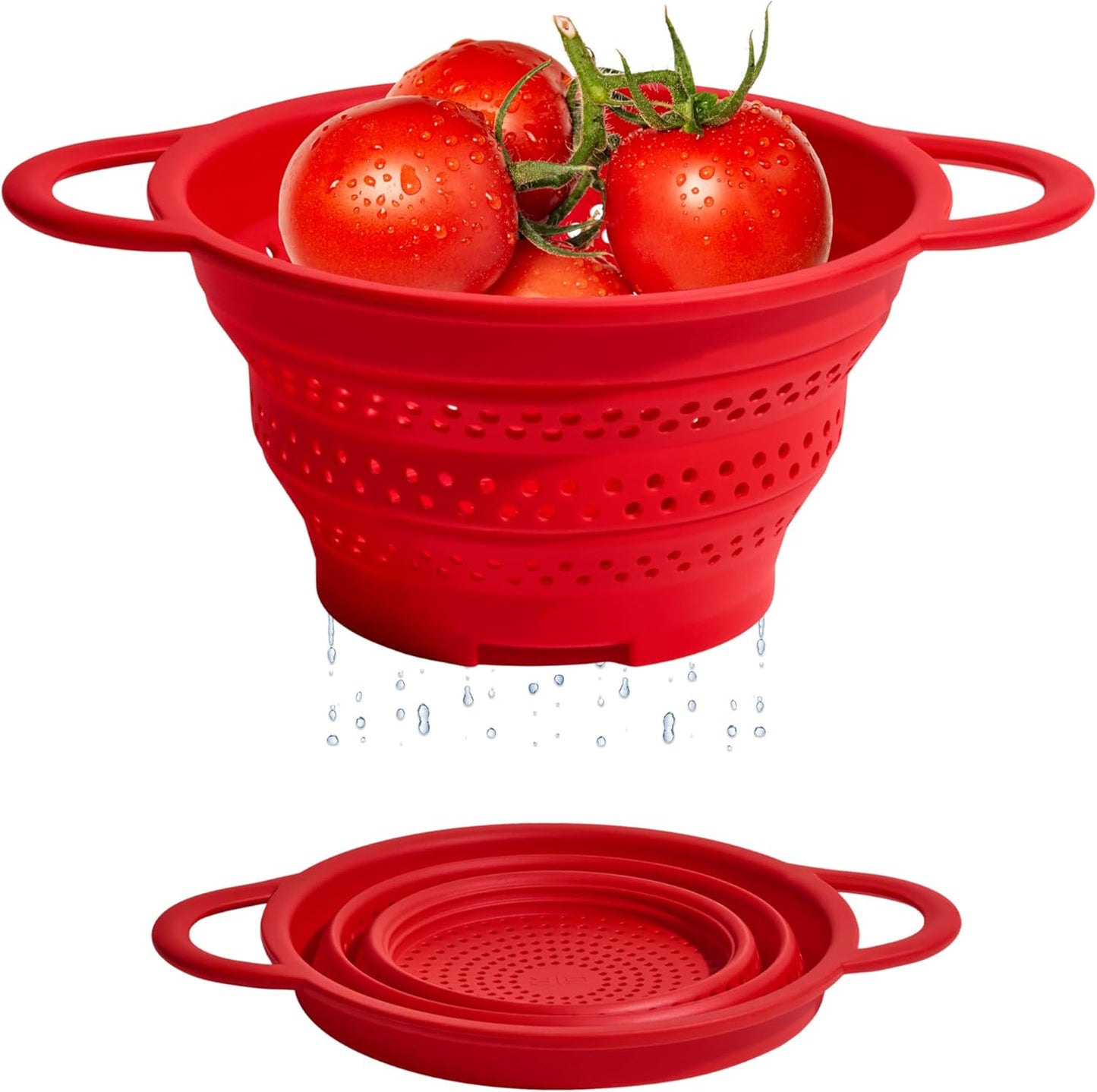 Collapsible Silicone Colander with Dual Handles – 13.2 Inch Foldable Kitchen Strainer for Fruits, Vegetables, Pasta & More, Heat-Resistant