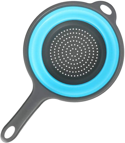 Collapsible Silicone Colander with Long Handle – 13.6 Inch Foldable Kitchen Strainer Basket for Fruits, Vegetables, Pasta & More