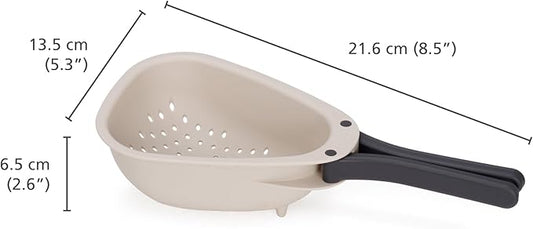 Collapsible Long Handle Colander – 8.5 Inch Small Foldable Kitchen Strainer for Fruits, Vegetables, Pasta & Grains