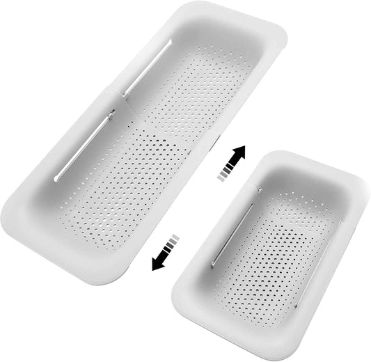 Telescopic Collapsible Colander – Adjustable Rectangular Sink Strainer Basket for Fruits, Vegetables, Dishes & More, 19.4 Inch