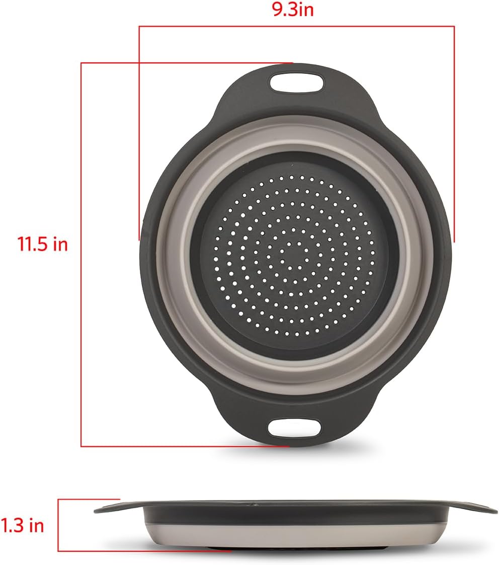 Collapsible Silicone Colander – Large 11.5 Inch Foldable Kitchen Strainer Basket for Fruits, Vegetables, Pasta & More