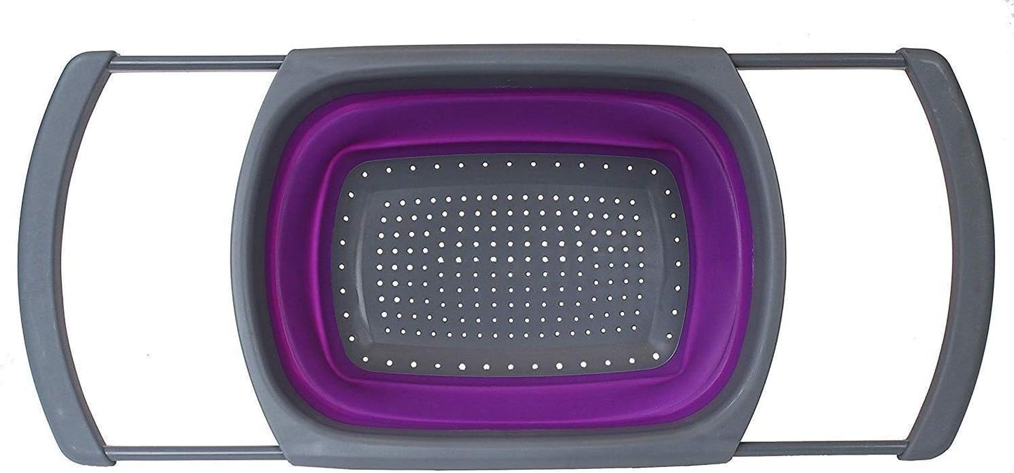 Expandable Collapsible Colander with Handles – Over Sink Strainer Basket for Vegetables, Fruits, Pasta, Rice, Space-Saving Kitchen Tool