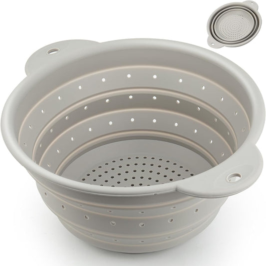 Large Collapsible Silicone Colander – 12.6 Inch Foldable Kitchen Strainer Basket for Fruits, Vegetables, Pasta & More