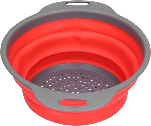 Collapsible Silicone Colander – Foldable Strainer Basket for Kitchen, Fruits, Vegetables & Pasta, Round 9.7 Inch