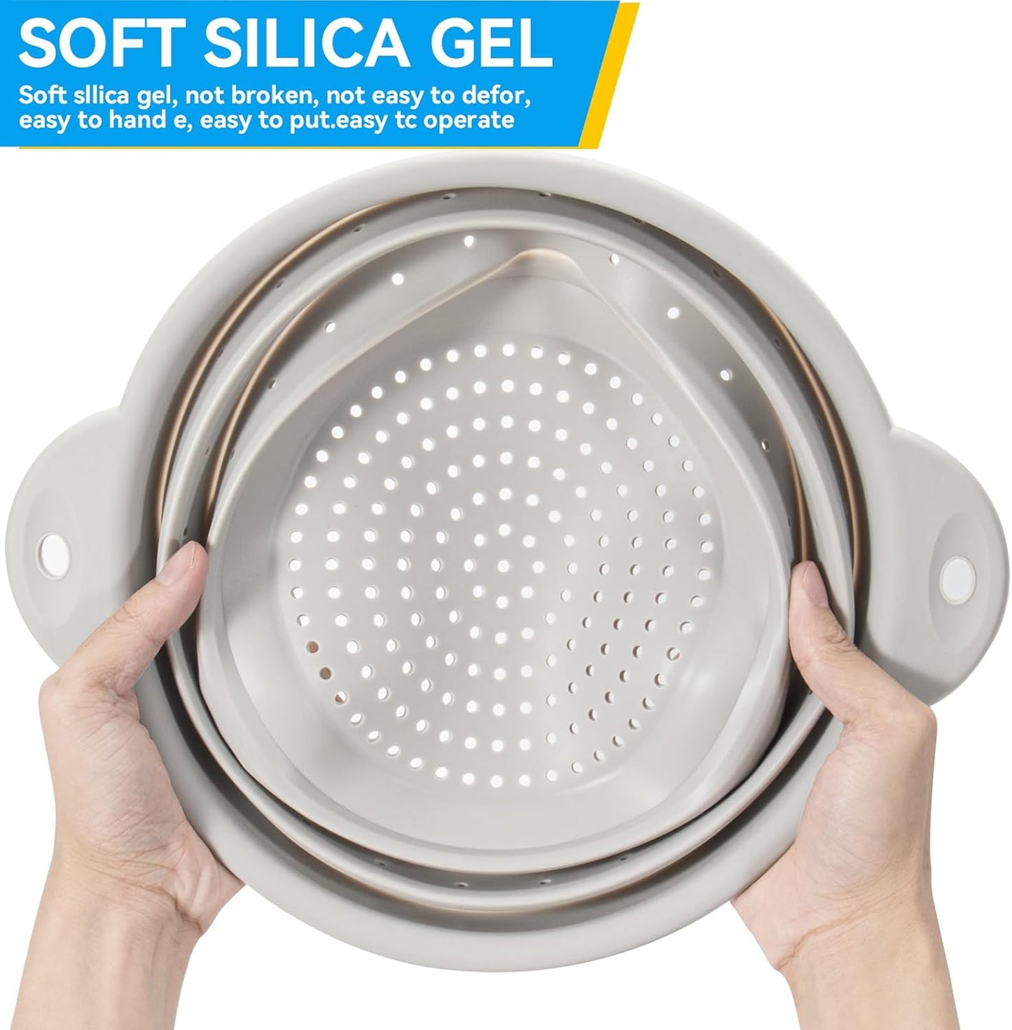 Large Collapsible Silicone Colander – 12.6 Inch Foldable Kitchen Strainer Basket for Fruits, Vegetables, Pasta & More