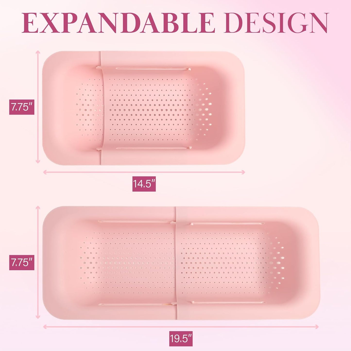 Expandable Sink Colander – Adjustable Foldable Strainer Basket for Kitchen, Fruits, Vegetables, Pasta & More (14.5–19.5 Inch)