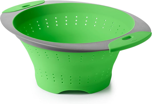 Large Collapsible Silicone Colander – 12.75 Inch Foldable Kitchen Strainer Basket for Fruits, Vegetables, Pasta & More