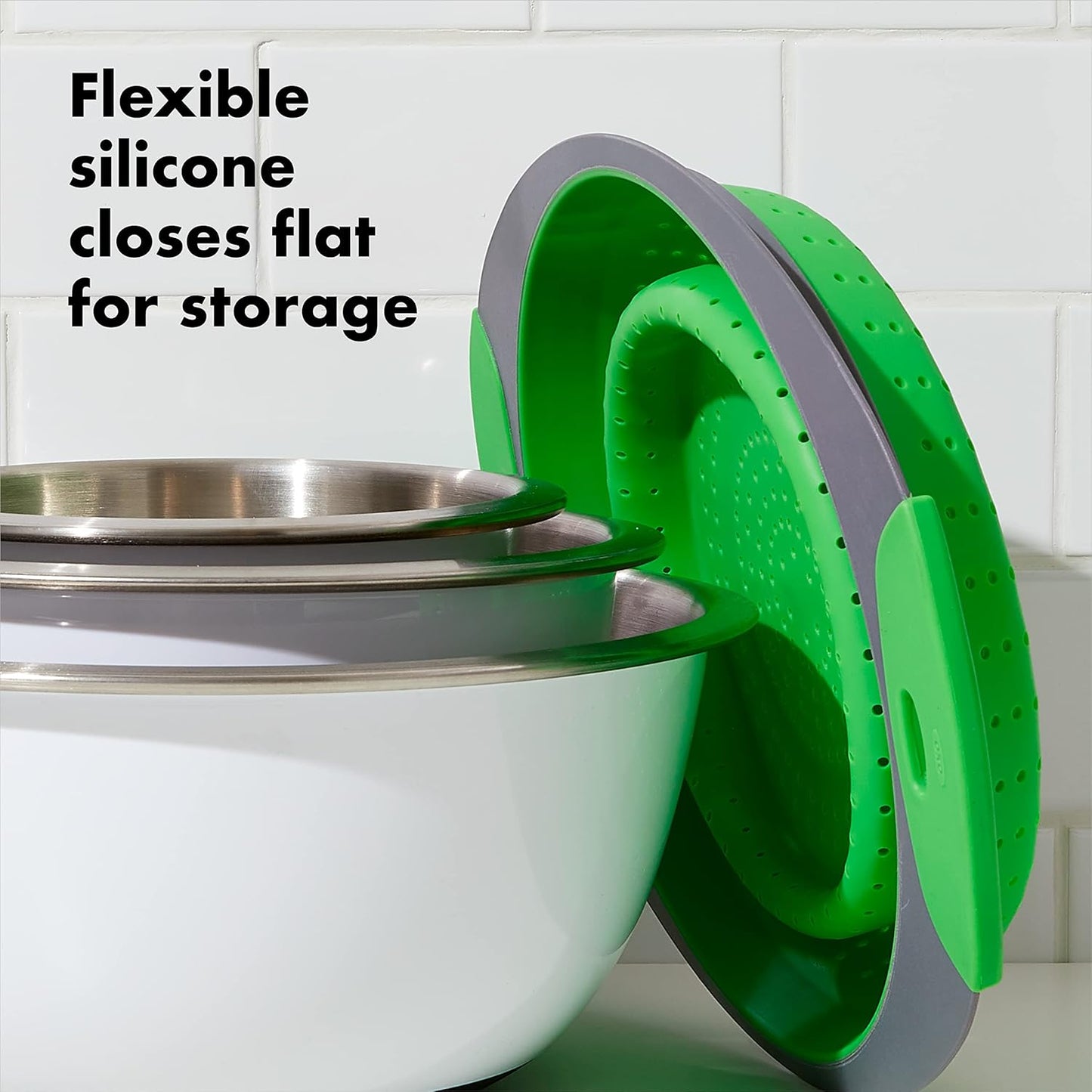 Large Collapsible Silicone Colander – 12.75 Inch Foldable Kitchen Strainer Basket for Fruits, Vegetables, Pasta & More